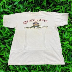 90s Mississippi The Magnolia State White Oneita Destination Graphic Tee XL
